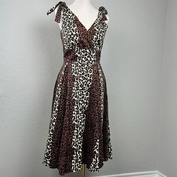 Deadly Dames Women's Tie Me Up Dress Animal Print Flare Size M - Picture 1 of 9